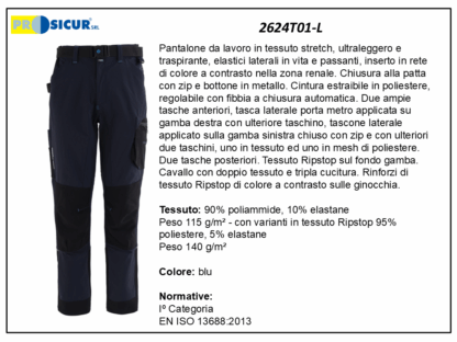 2624T01-L - Pantalone 90%poliam.10%elastanlight multitasca 115gr
