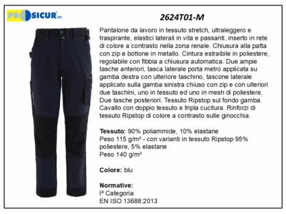 2624T01-M - Pantalone 90%poliam.10%elastanlight multitasca 115gr