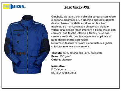 2630TEKZX-XXL - Giubbetto 60% cotone 40% pes multitasca blu/nero