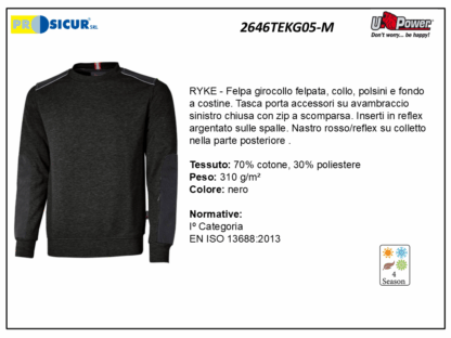 2646TEKG05-M - Felpa 70%cotone 30%pes 310gr girocollo nero