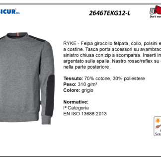 2646TEKG12-L - Felpa 70%cotone 30%pes 310gr girocollo grigio
