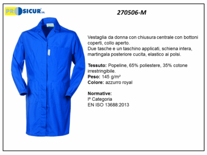 270506-M - Vestaglia 65%poliest.35%cotonec/bottoni coperti royal