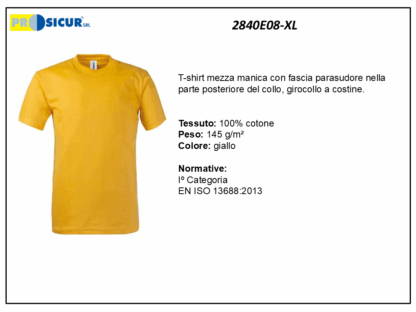 2840E08-XL - (Quantità per Confezione: 2 PZ) - T-shirt girocollo 100% cotone giallo