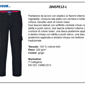 2845PE12-L - Pantalone 100%cotone twill invernale multitasca grigio