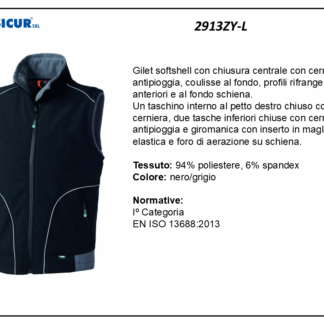 2913ZY-L - Gilet softshell 94%poliestere 6%spandex nero/grigio