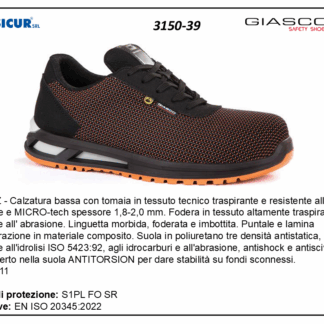 3150-39 - Burgaz calz.bassa tex tecnico punt/lamina composito s1plfosr