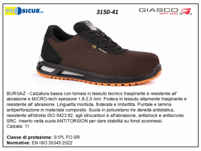 3150-41 - Burgaz calz.bassa tex tecnico punt/lamina composito s1plfosr