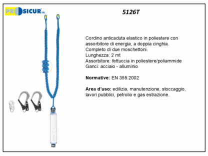 Cordino doppio anticaduta con assorbitore en 355