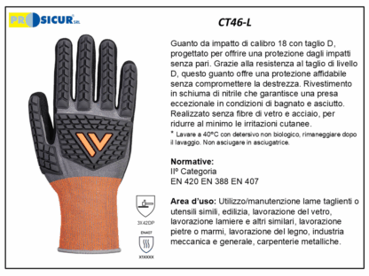 CT46-L - (Quantità per Confezione: 2 PA) - Guanto da impatto c/taglio d rivestimento schiuma nitrile