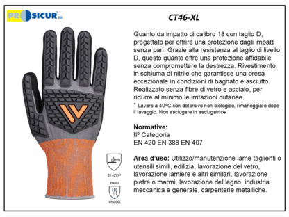 CT46-XL - (Quantità per Confezione: 2 PA) - Guanto da impatto c/taglio d rivestimento schiuma nitrile