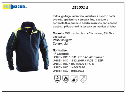 251001-S - Felpa ignifuga antiacido anti statica 350gr inserti fluo