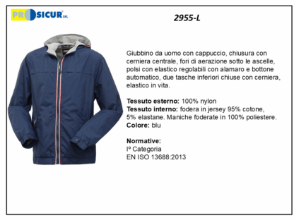 2955-L - Giubbino 100%nylon c/cappuccio