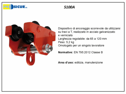 Dispositivo ancoraggio scorrevper travi a t en795 cl. b