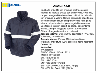 250801-XXXL - Bomber multinorma 98%pes 2% antist.imbottitura fr