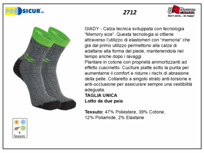 Calza tecnica memory size taglia unica cf 2 paia