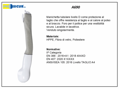 Manichetta resistente taglio calore 45 cm