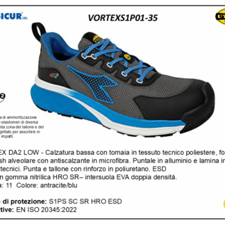 VORTEXS1P01-35 - Calz.bassa tex tecnico puntalealluminio lam/tessuto s1ps esd