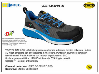VORTEXS1P01-41 - Calz.bassa tex tecnico puntalealluminio lam/tessuto s1ps esd