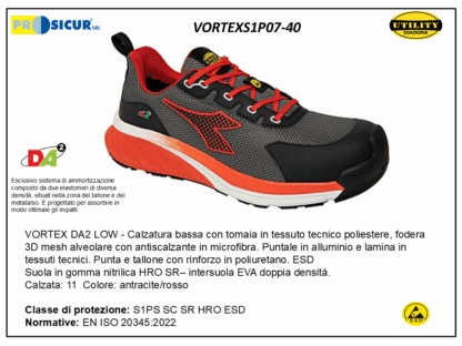 VORTEXS1P07-40 - Calz.bassa tex tecnico puntalealluminio lam/tessuto s1ps esd