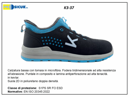 K3-37 - Calz.bassa microfibra puntale compos.lam/tex s1ps sr fo esd