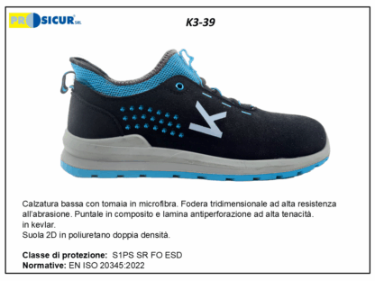 K3-39 - Calz.bassa microfibra puntale compos.lam/tex s1ps sr fo esd