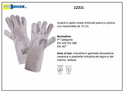 Guanto pelle crosta bovino palmo/pollice rinforzati 15cm