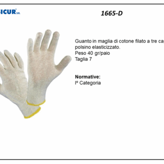 1665-D - (Quantità per Confezione: 12 PA) - Guanto cotone tre fili donna