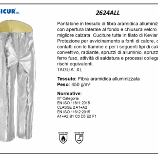 Pantalone in fibra aramidica alluminizzata cuciture kevlar