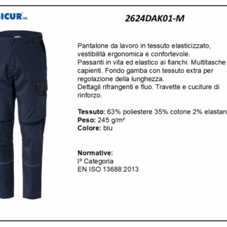 Pantalone 63%pes 35%cotone 2% elastane multitasche 245gr