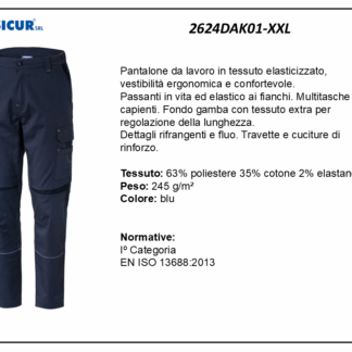 Pantalone 63%pes 35%cotone 2% elastane multitasche 245gr