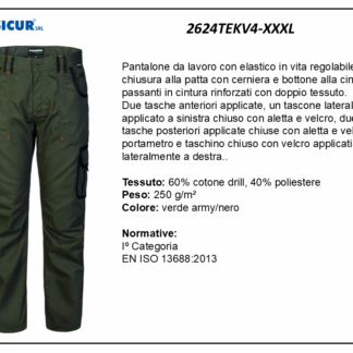 Pantalone 60%cotone 40%pes multitasca oliva/nero