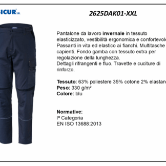 Pantalone 63%pes 35%cot.2%elasinvernale multitasche 330gr