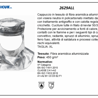 Cappuccio fibra aramidica alluminizzato visiera pc clear