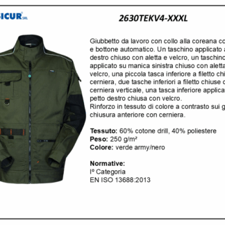 Giubbetto 60% cotone 40% pes multitasche oliva/nero