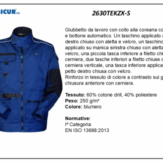 Giubbetto 60% cotone 40% pes multitasca blu/nero