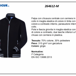 Felpa 70%cotone 30%pes insertia contrasto zip lunga grigio