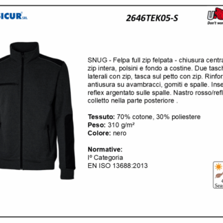 Felpa 70%cotone 30%pes 310gr zip centrale nero