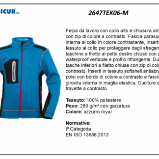 Felpa 100%poliestre cuciture a contrasto 280gr azz.royal