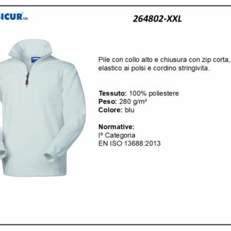 Pile 100% poliestere collo alto zip corta bianco