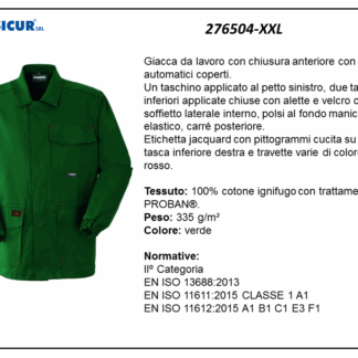 Giacca 100% cotone ignifugo cuciture a contrasto