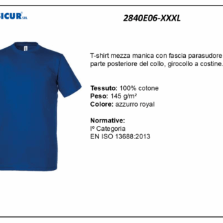 T-shirt girocollo 100% cotone royal