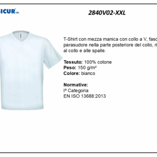 T-shirt collo a v 100% cotone bianco