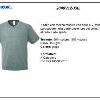 T-shirt collo a v 100% cotone grigio