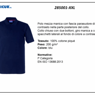 Polo 100% cotone pique m/c blu