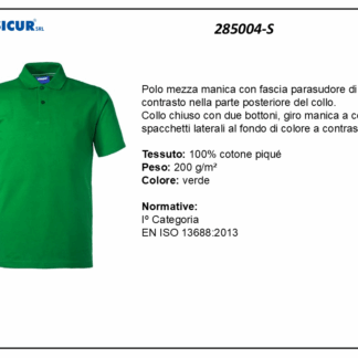 Polo 100% cotone pique m/c verde