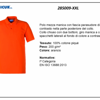 Polo 100% cotone pique m/c arancio