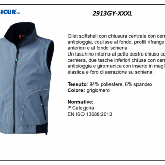 Gilet softshell 94%poliestere 6%spandex grigio/nero