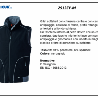 Gilet softshell 94%poliestere 6%spandex nero/grigio