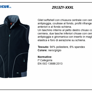 Gilet softshell 94%poliestere 6%spandex nero/grigio
