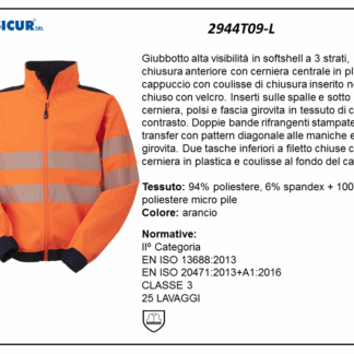 2944T09-L - Giacca av softshell 94%pes 6% spandex arancio